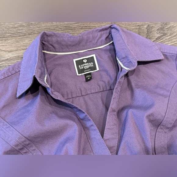 Express Purple Fitted Button-Down Shirt - Picture 4 of 15